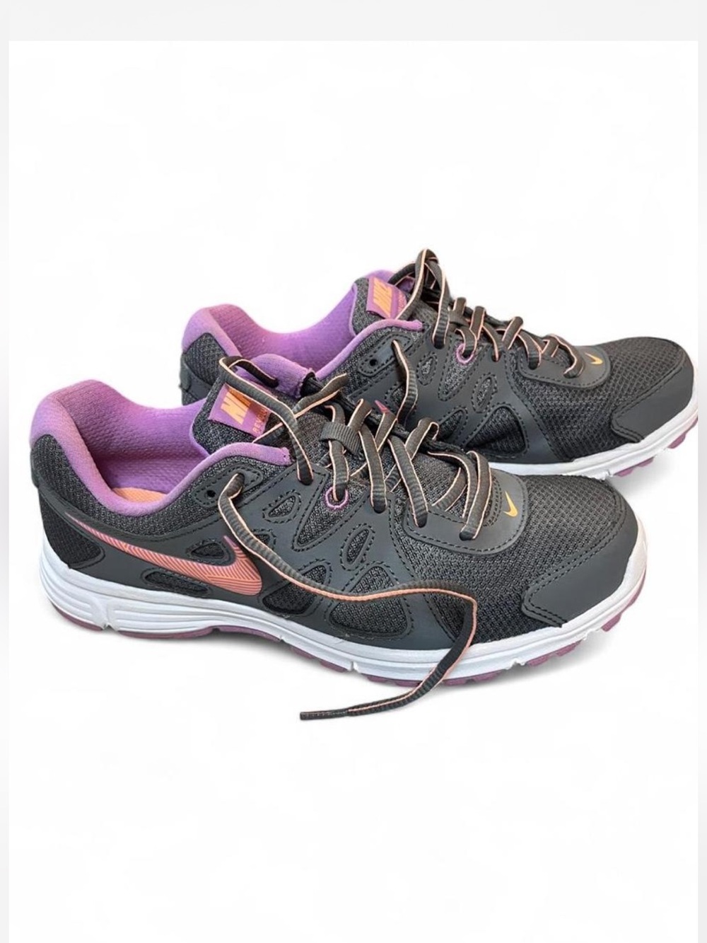 Nike Revolution 2 Running Shoes Women's Dark Gray Pink Purple Sneakers